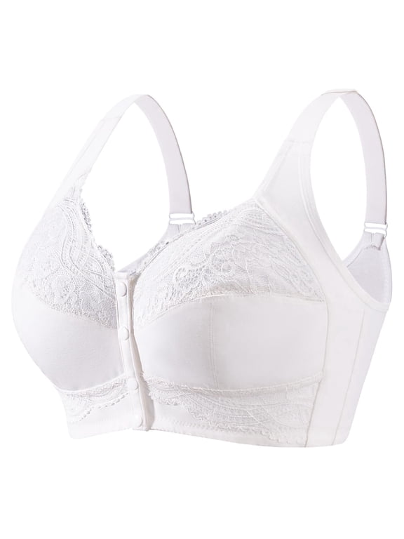 Front Closure Bras for Women No Underwire Plus Size Wireless Comfortable Cotton Sleep Bra for Older Womens Bras