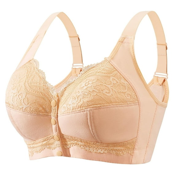 FHTECO Front Closure Bras for Women No Underwire Plus Size Wireless Comfortable Cotton Sleep Bra for Older Womens Bras