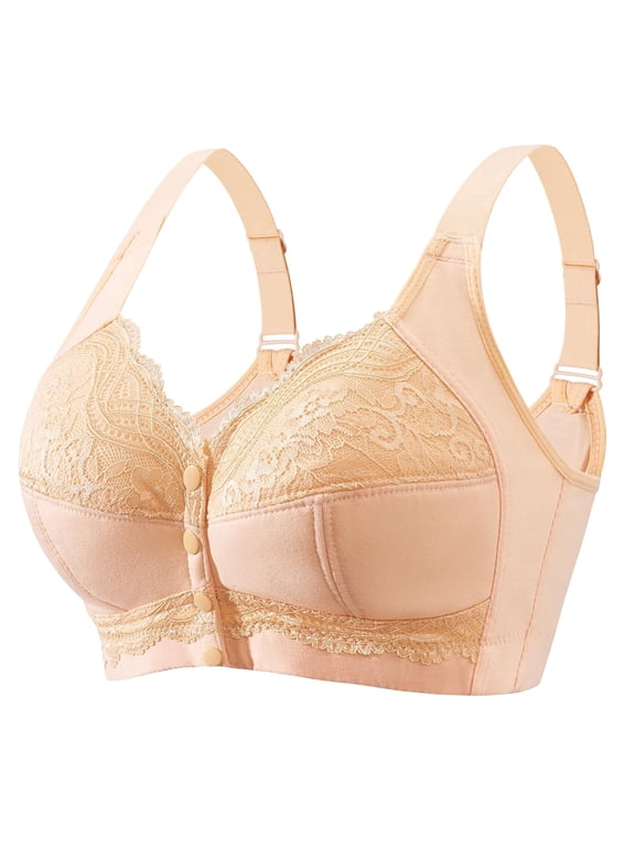 Front Closure Bras for Women No Underwire Plus Size Wireless Comfortable Cotton Sleep Bra for Older Womens Bras