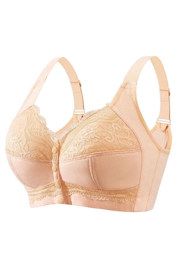 Front Closure Bras for Women No Underwire Plus Size Wireless Comfortable Cotton Sleep Bra for Older Womens Bras