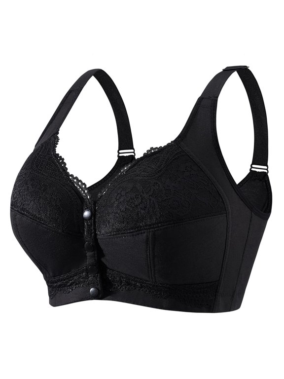 Front Closure Bras for Women No Underwire Plus Size Wireless Comfortable Cotton Sleep Bra for Older Womens Bras