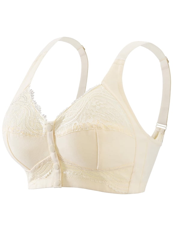 Front Closure Bras for Women No Underwire Plus Size Wireless Comfortable Cotton Sleep Bra for Older Womens Bras