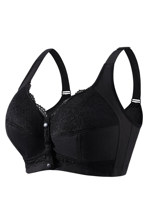 Front Closure Bras for Women No Underwire Plus Size Wireless Comfortable Cotton Sleep Bra for Older Womens Bras