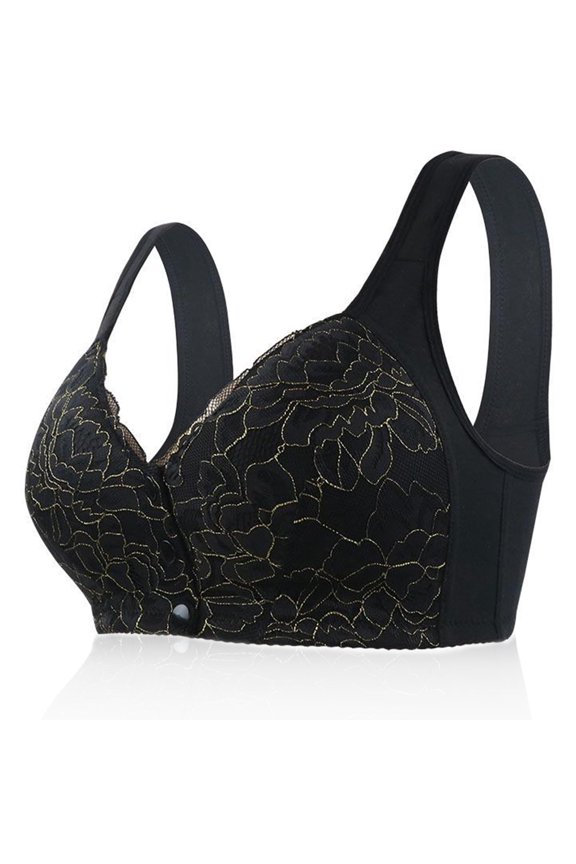 No Underwire Lace Bras for Women Sponge Cup Front Closure Bras for Seniors Plus Size Full Coverage Bras No Wire Bras