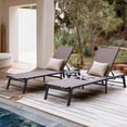 thumbnail image 1 of FHVIT Aluminum Chaise Lounge Chair Outdoor, Foldable Assemble-Free Patio Lounge Chair with 5 Adjustable Backrest for Poolside Beach Lawn 2 Set with table Brown, 1 of 8