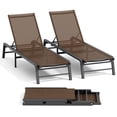 thumbnail image 1 of FHVIT Aluminum Chaise Lounge Chair Outdoor, Foldable Assemble-Free Patio Lounge Chair with 5 Adjustable Backrest for Poolside Beach Lawn 2 Set Brown, 1 of 9