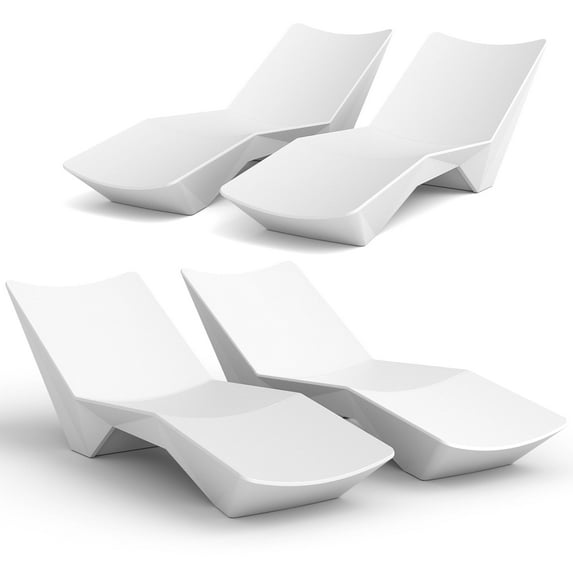 FHVIT In Pool Lounge Chair, Fade-Resistant Waterproof Pool Lounger with Weight Box, Beach Lounge Chair Outdoor Set of 4 White