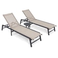 thumbnail image 1 of FHVIT 3pcs Outdoor Chaise Lounge, Foldable Patio Lounge for Tanning Poolside Yard Deck Chairs, Table Included, 1 of 10