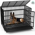 FHWMLC 48/38 inch Heavy Duty Indestructible Dog Crate, Escape Proof Dog