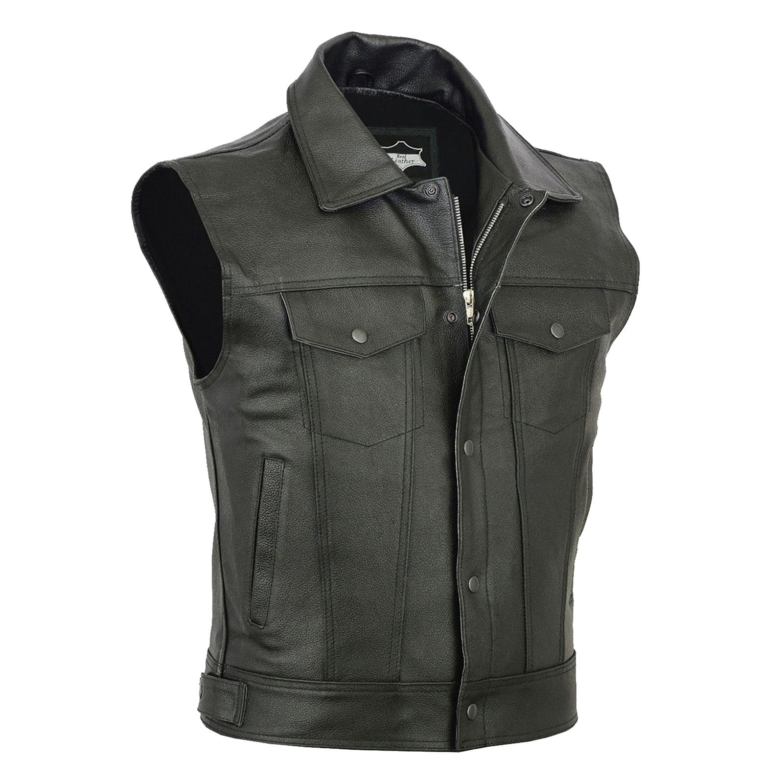 FHYNZ Men Fashion Casual Solid Color Vest Motorcycle Fleet Punk Leather ...