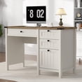 thumbnail image 1 of FIAKOA 45"Executive Desk, Modern Farmhouse Computer Desk with Drawers & Cabinet, White Home Office Desk Writing Workspace for Work Study, 1 of 9