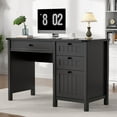 thumbnail image 1 of FIAKOA 45" Executive Desk, Modern Farmhouse Computer Desk with Drawers & Cabinet,Home Office Desk Writing Workspace for Work Study,Black, 1 of 10