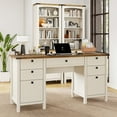 thumbnail image 1 of FIAKOA 62"Executive Desk, Modern Farmhouse Computer Desk with Drawers & Cabinet, White Home Office Writing Workspace Desk for Work Study, 1 of 10