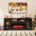 thumbnail image 1 of FIAKOA 70” Fireplace TV Stand for 80" TVs,Fireplace Entertainment Center with LED Lights,TV Console with 34" Electric Fireplace for Living Room,Black Brown, 1 of 9