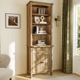 thumbnail image 1 of FIAKOA 71" Tall Bookcase with Storage, Farmhouse 6-Tier Cabinet with Door, Large Bookshelf Cabinet with Open Display Storage Shelf for Office Living Room (Oak), 1 of 9