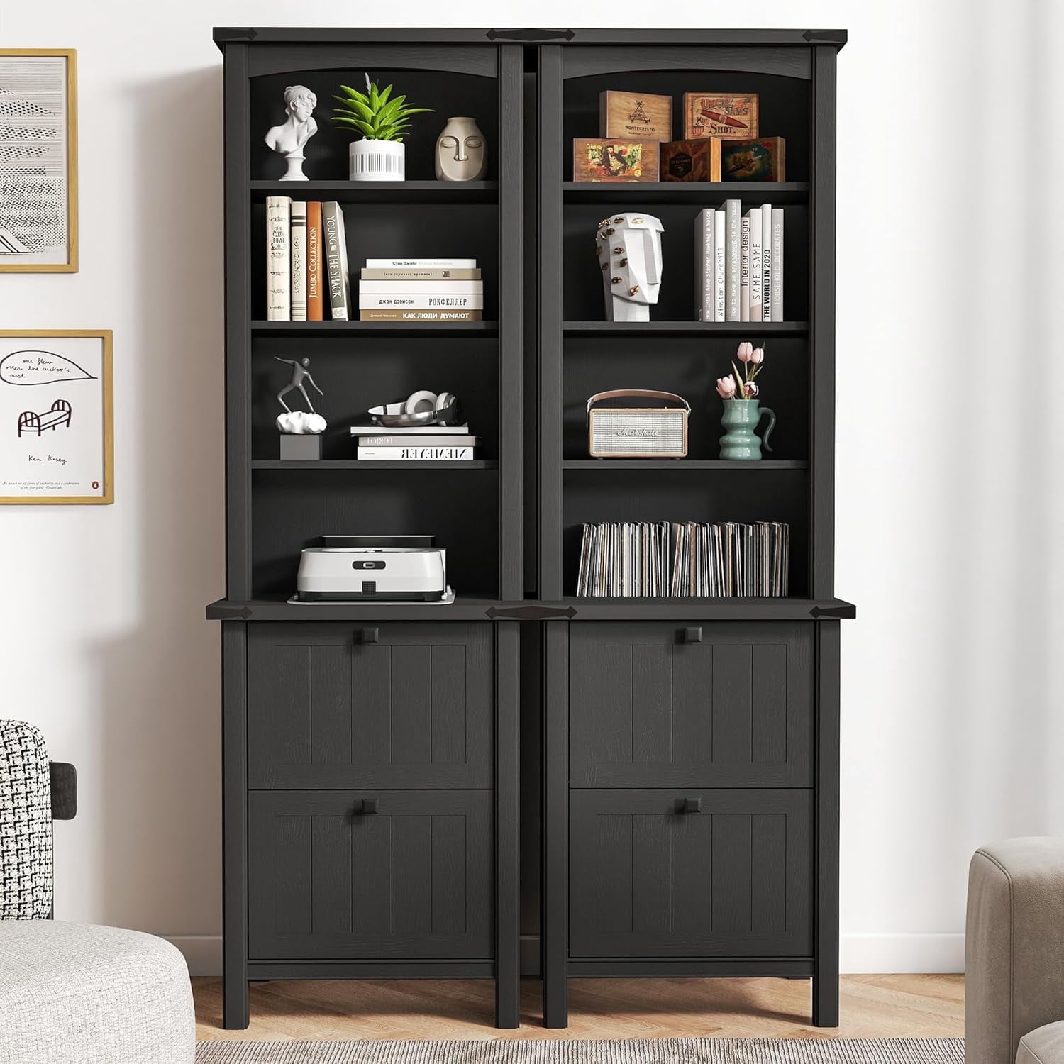 Bl Shelf FIAKOA Bookshelf with Storage Cabinet Set of 2, 71