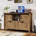 thumbnail image 1 of FIAKOA Farmhouse 2-Drawer Lateral File Cabinet, Filing Cabinet with Sliding Doors & Charge Station, Printer Stand Cabinets for Home Office, Brown, 1 of 6