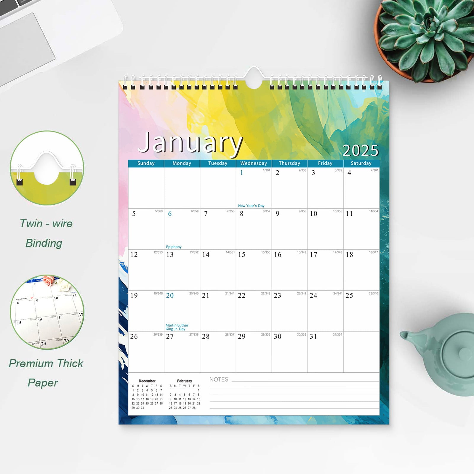 FIAOIRN 2025 Wall Calendar,18Month Calendar for July 2024 December