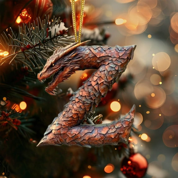 FIAOIRN Christmas Tree Ornaments,Dragon Hanging Ornament,26 Letter Christmas Decorations,Mini Monogram Xmas Hanging Decorations for Party Gifts DIY Decor On Clearance