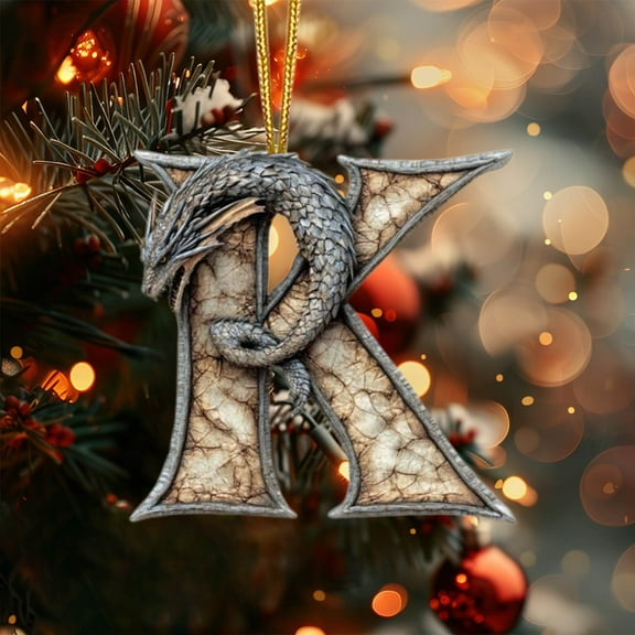 FIAOIRN Christmas Tree Ornaments,Dragon Hanging Ornament,26 Letter Christmas Decorations,Mini Monogram Xmas Hanging Decorations for Party Gifts DIY Decor On Clearance
