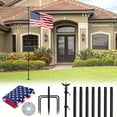 thumbnail image 1 of FIASON 10 FT Black Heavy Duty Tangle-Free Flag Pole, In-Ground Kit with Solar Light, American Flag, Eagle Topper & 5-Prong Base for Yard Garden Outdoor Use, 1 of 6
