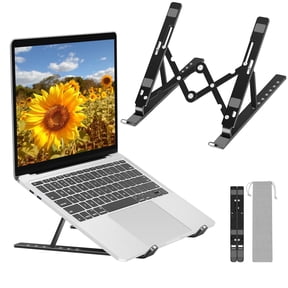 FIASON 1 Pack Black Adjustable Laptop Stand,Compatible with 9-17" Laptop,7-Levels Ventilated Aluminum Laptop Holder for Desk,Ergonomic Universal Computer Stand with aluminum, metal and Rubber