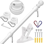 FIASON 6 FT White Stainless Steel Tangle Free Wall Mounted Flag Pole with Bracket, Heavy Duty Outdoor Flagpole Kit for House Porch Yard Storefront, Fits 2x3 3x5 4x6 American Flag, No Flag
