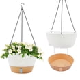 thumbnail image 1 of FIASON 2 Pack Plastic 12 Inch White Large Hanging Planter for Indoor & Outdoor Plants, Self-Watering Hanging Baskets with Visual Water Level Reservoir, Drainage Holes & Plant Hanger, 1 of 7