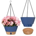 thumbnail image 1 of FIASON 2 Pack 12 Inch Blue Self Watering Hanging Planters, Large Plastic Hanging Baskets with Visible Water Reservoir, Drainage Holes, Watering Lip & Metal Chain for Porch Patio Garden Plants, 1 of 6