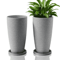 thumbnail image 1 of FIASON 2 Pack 21 Inch Light Gray Sand Tall Planters, Indoor Outdoor Textured Plant Pots with 2-in-1 Saucer & Drainage, Concrete Look Flower Pots for Patio Garden Living Room, 1 of 7