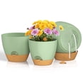 thumbnail image 1 of FIASON 3 Pack Plastic 9/10/12 Inch Green with Brown Self Watering Plant Pots for Indoor Outdoor Garden,Flower Planters Include Drainage Holes,Watering Lip and Removable Saucer, 1 of 10