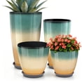 thumbnail image 1 of FIASON 4 Pack Large Plastic 24/21/12/10" H Sunrise Cyan Orange Tall Planters, Tall Plant Pots for Outdoor Indoor with Shelf Inset, Glossy Finish Flower Pot with Drainage Holes for Patio, 1 of 10