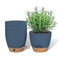 thumbnail image 1 of FIASON 5 Pack 6 Inch Self Watering Plant Pots, Blue with Brown Base, with Watering Lip, Drainage Holes & Removable Saucer, for Indoor Outdoor Garden House Plants, 1 of 13