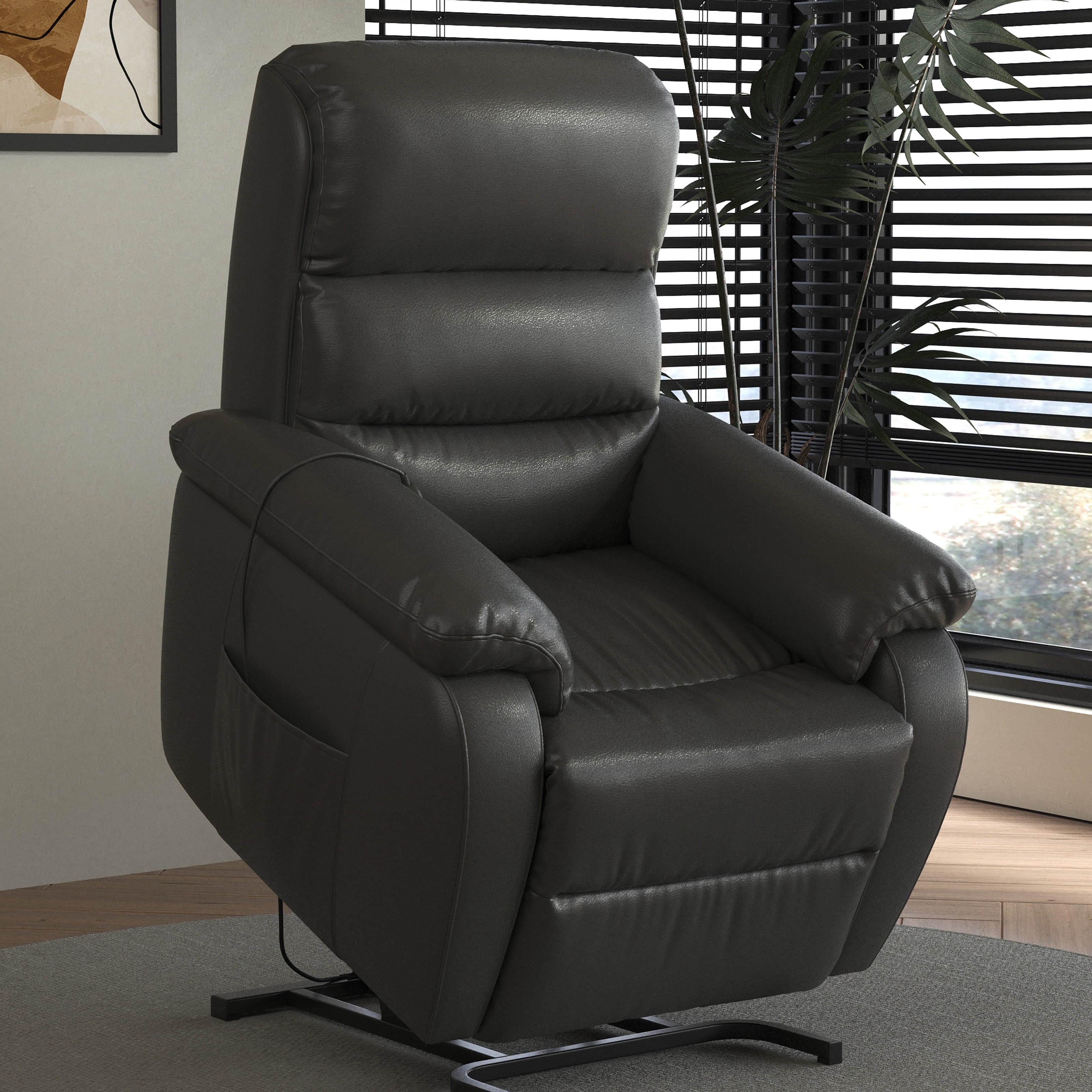 FIBO Electric Large Power Lift Recliner with Automatic Lift & Recline Button, Overstuffed Wide