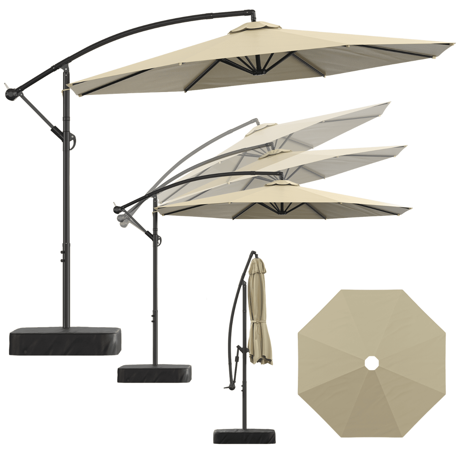 freestanding patio umbrella 10ft 3-Tier Market White Pole, Push Button Tilt, Crank Best Choice Products ensuring stability during use PatioKingdom 9FT Outdoor Umbrella, Autotilt