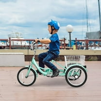 FICISOG 16" Kids Trike Tricycle for Boys, 1-Speed 3 Wheel Bikes for Beginner Riders, Child Cruiser Bike with Adjustable Height and Rear Basket