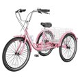 thumbnail image 1 of FICISOG 24" Adult Trike Tricycle for Women, 1-Speed 3 Wheel Bikes for Beginner Riders, Carbon Steel Cruiser Bike with Adjustable Height and Rear Basket, 1 of 9