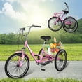 thumbnail image 1 of FICISOG 24-Inch Foldable Adult Tricycle for Women, 7 Speed Adult Folding Trikes with Rear Basket, Carbon Steel 3 Wheel Cruiser Trikes with Double-Wall Wheel Rims for Women Men Seniors, 1 of 8