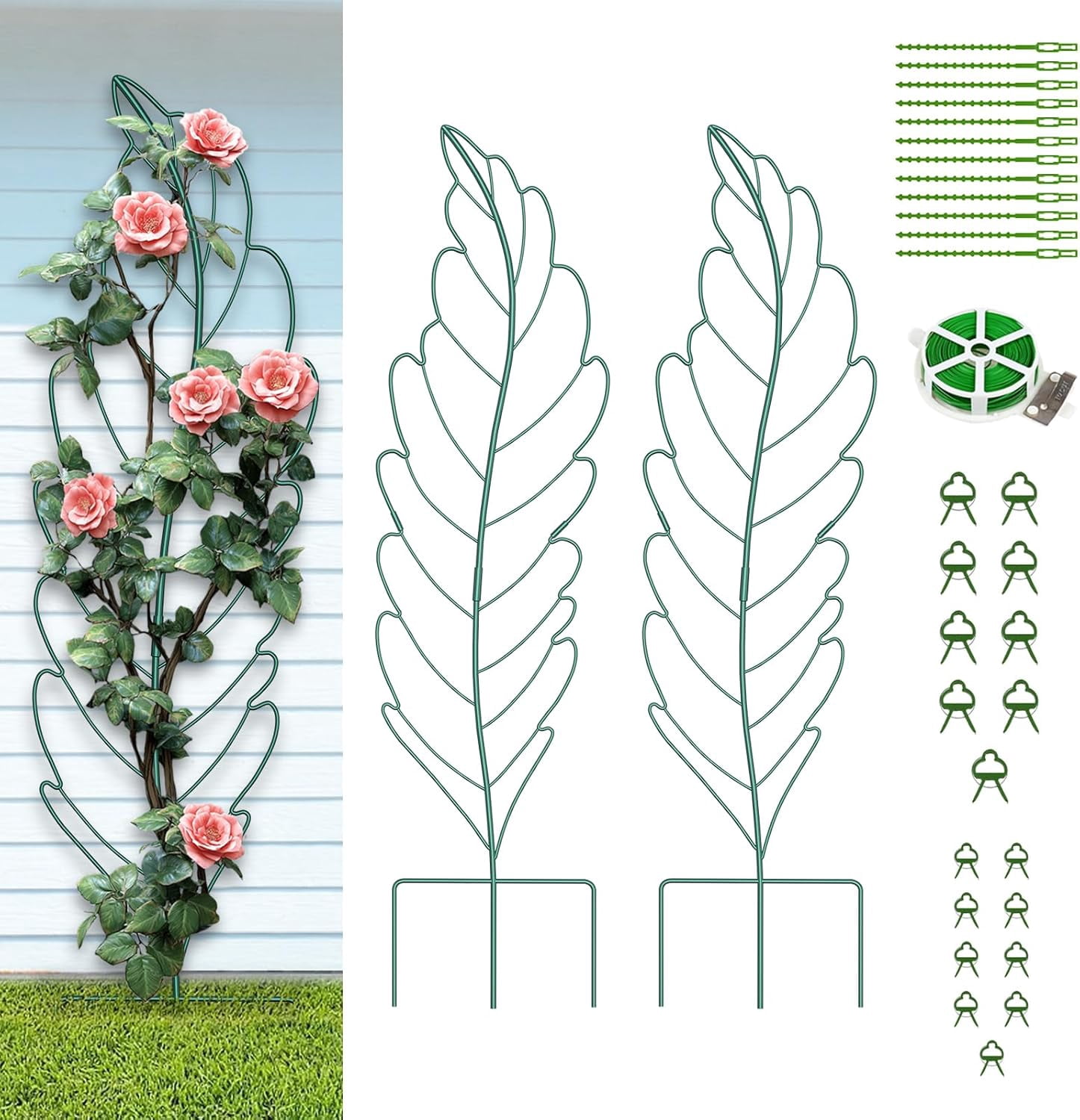 FICISOG 3 Pack Garden Trellis for Climbing Plants, 59" x 16" Large Metal Outdoor Decorative Potted Trellises for Vegetable Flower Rose Vines Cucumber Plant Support