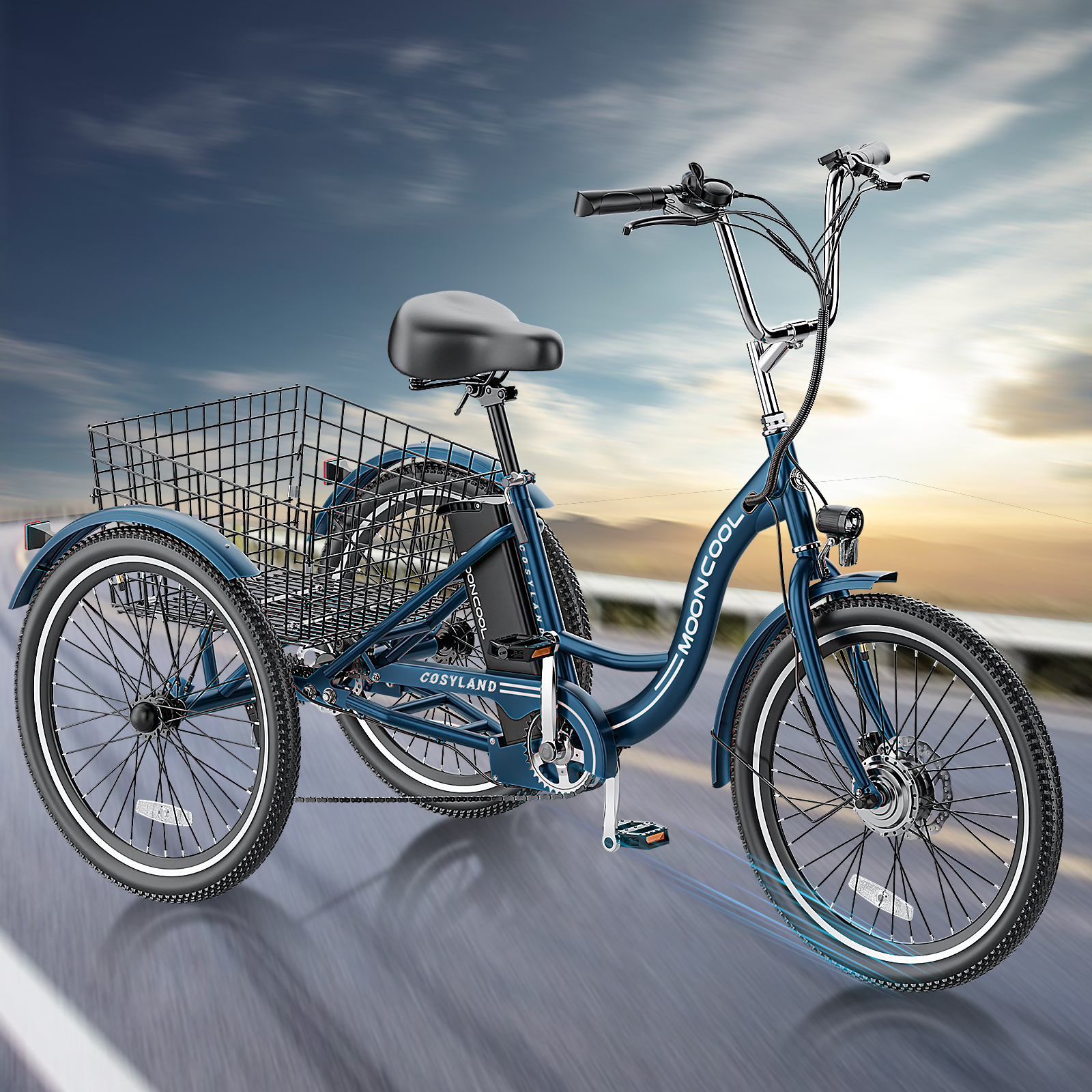 FICISOG 350W 26" Adult Electric Tricycles, 7Speed & 4 Adjustable