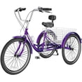 thumbnail image 1 of FICISOG 7 Speed Adult Tricycle for Seniors, 24 Inch Adult Trike with Basket, 3 Wheel Bikes for Adults Women Men, Carbon Steel Cruise Trike for Shopping Picnic, 1 of 9