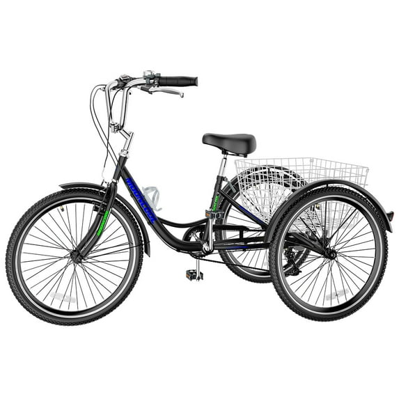 FICISOG 7 Speed Adult Tricycle for Men, 20/24/26 Inch Adult Trike with Basket, 3 Wheel Bikes for Adults Seniors, Cruise Trike for Shopping Picnic