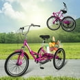 thumbnail image 1 of FICISOG Adult 20" 7 Speed Foldable Tricycle with Rear Basket, Pink, 1 of 8