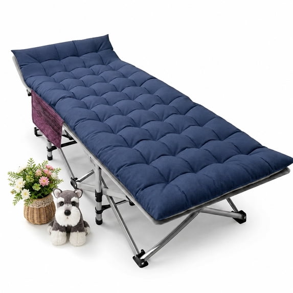 FICISOG Folding Camping Cots for Adults, 900lbs Heavy Duty Sleeping Cots with Mattress and Carry Bag, Oversized Camping Guest Bed - Red Cot
