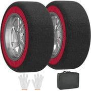 FICISOG Automotive Snow Socks for Tires 2 Pack, Perfect Alternative to Snow Chains for Car Tires, Antiskid Tire Socks for Winter Emergency, Snow Traction Device for Cars, SUVs, Minivans