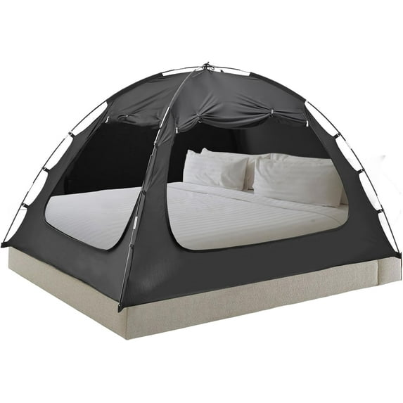 FICISOG Bed Tent Bed Canopy Tents Twin Size, Portable Dream Tent Indoor Sleeping Tents 80% Blackout with 3 Doors, Breathable Private Space Tents