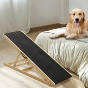 FICISOG Dog Ramp for Bed, 16" to 24" Height Adjustable Pet Ramp for Couch, Folding Portable Dog Ramp for Small, Old Pet with Upgraded Non-Slip Rubber Surface, Black | Up to 200lb