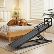 FICISOG Dog Ramp for Car, 18 to 32 Height Adjustable Pet Ramp for High Bed Couch, Folding Portable Dog Ramp for Small, Old Pet with Upgraded Non-Slip Rubber Surface, Black | up to 200lb