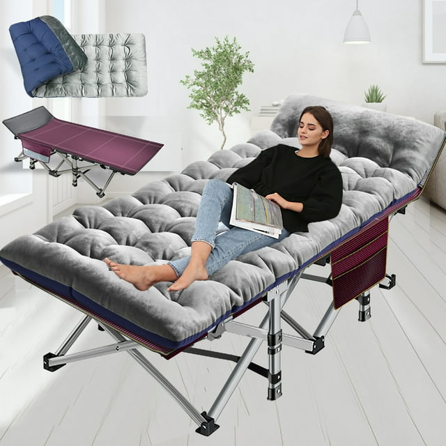 FICISOG Quick Foldable Portable Double Adult Camping Cot with Long