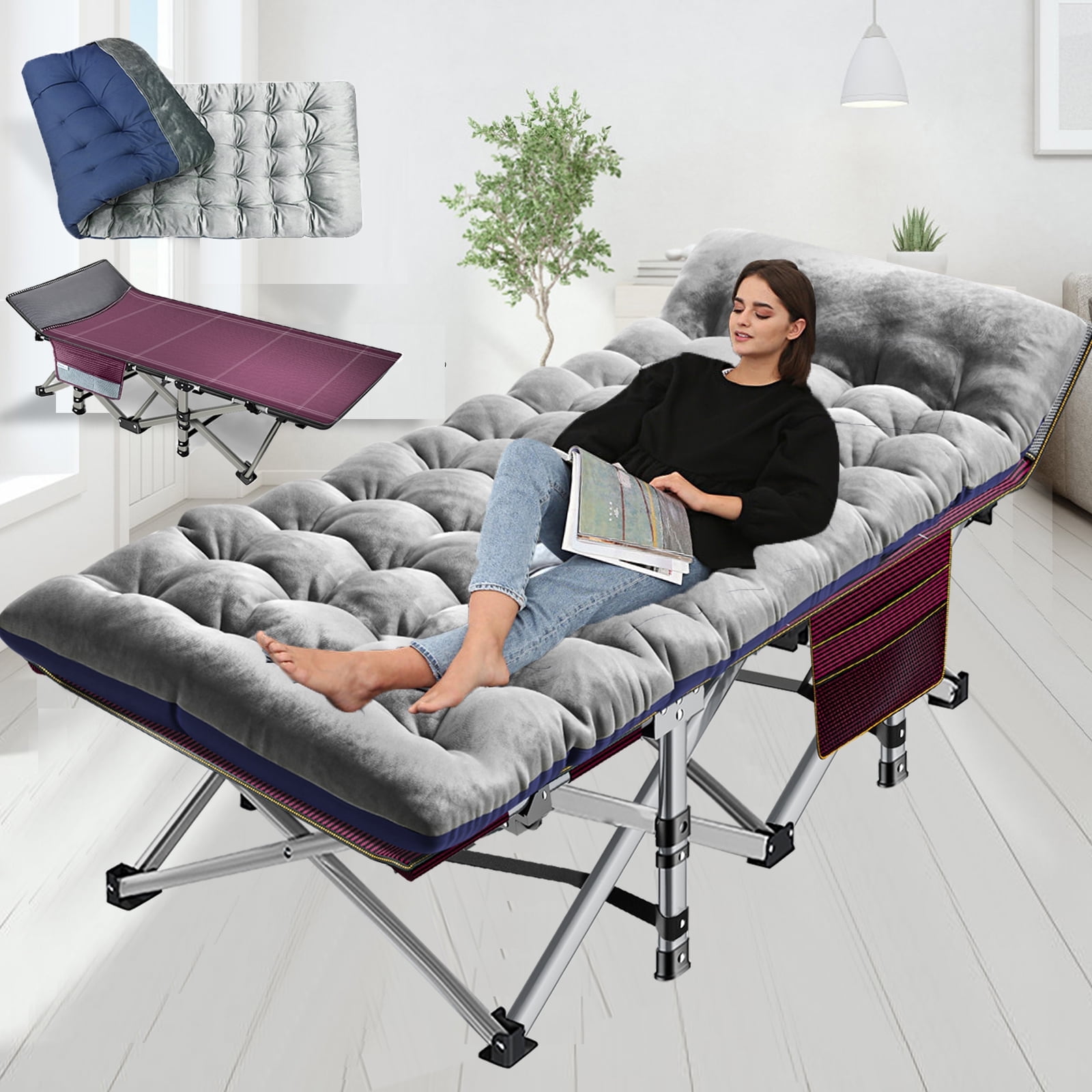 Lettino Da Campeggio Soges Pieghevole - Leggero, Portatile, 190x67x34 Cm, Portata 200 Kg, Per Trekking E Ospiti - Foto 9